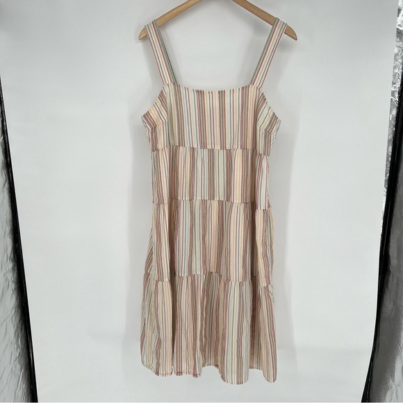 Madewell Tiered Tank Midi Dress Colorful Rainbow Stripe Sundress - Picture 2 of 14